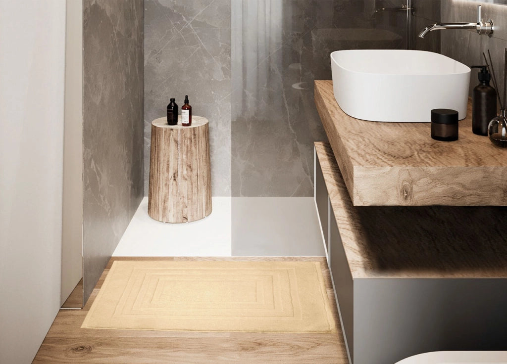 Tappeto Casa Bagno Morbido 50x65cm Tinta Unita 100% Cotone Modello Sophie - Tappeto - Caffelatte