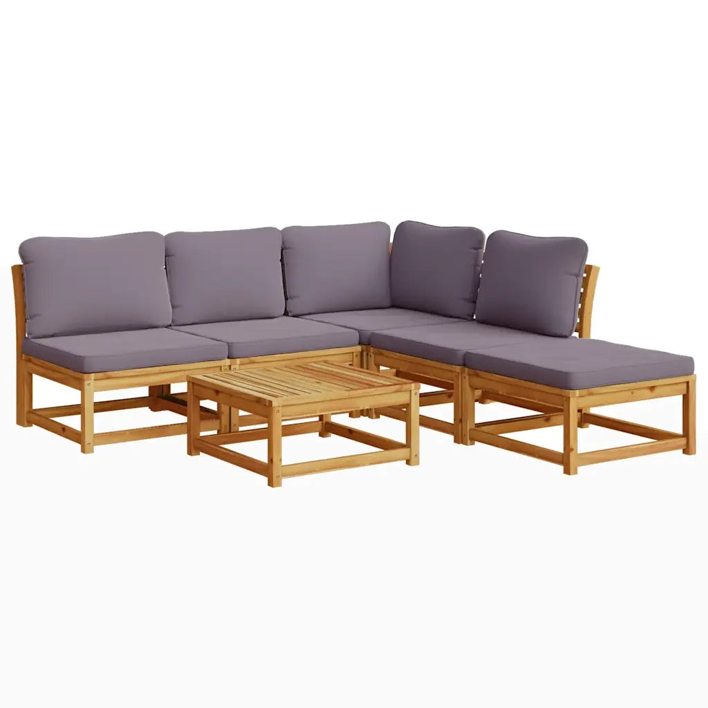 Set Salotto da Giardino 6 pz con Cuscini in Massello di Acacia 3214324