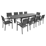 VENEZIASet di mobili da giardino allungabili 180/300 in textilene grigio 10 posti - alluminio antracite