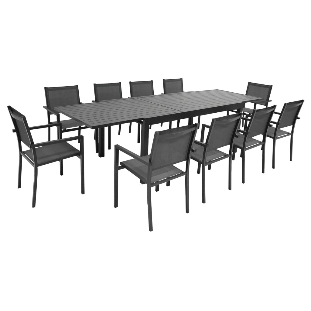 VENEZIASet di mobili da giardino allungabili 180/300 in textilene grigio 10 posti - alluminio antracite