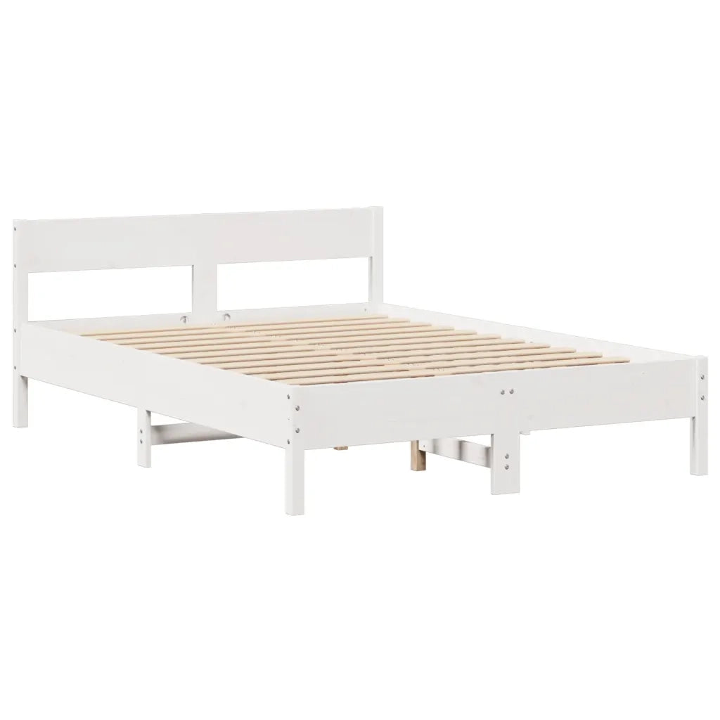 Letto senza Materasso Bianco 135x190 cm Legno Massello di Pino
