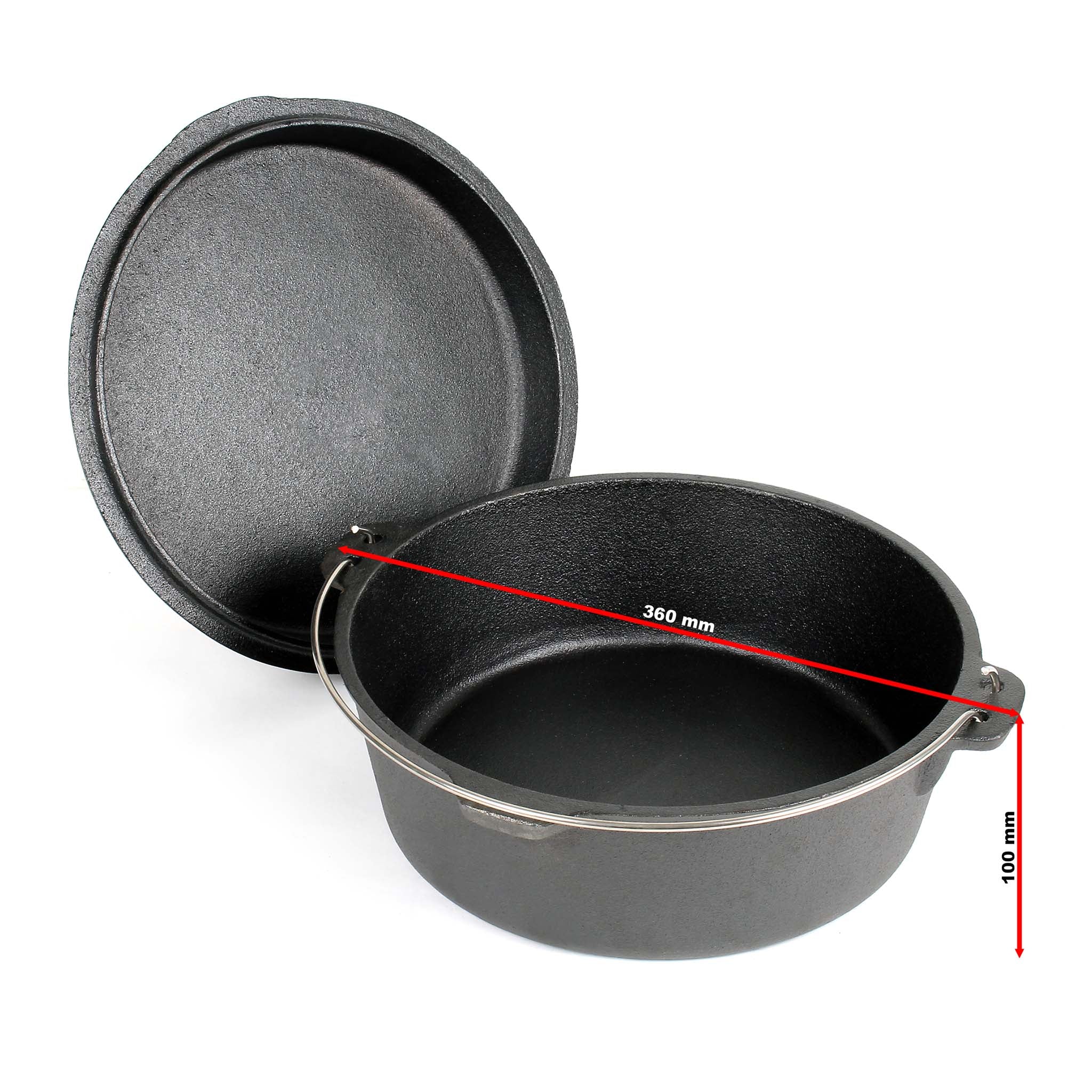 Dutch Oven Forno Olandese con Pentola in ghisa 8l sottopentola e solleva coperchio per fuoco campeggio