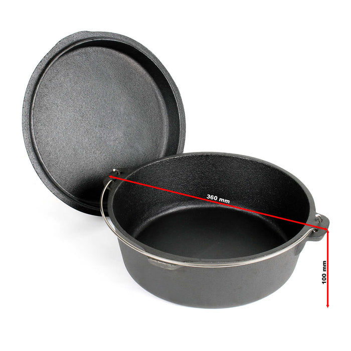 Dutch Oven Forno Olandese con Pentola in ghisa 8l sottopentola e solleva coperchio per fuoco campeggio