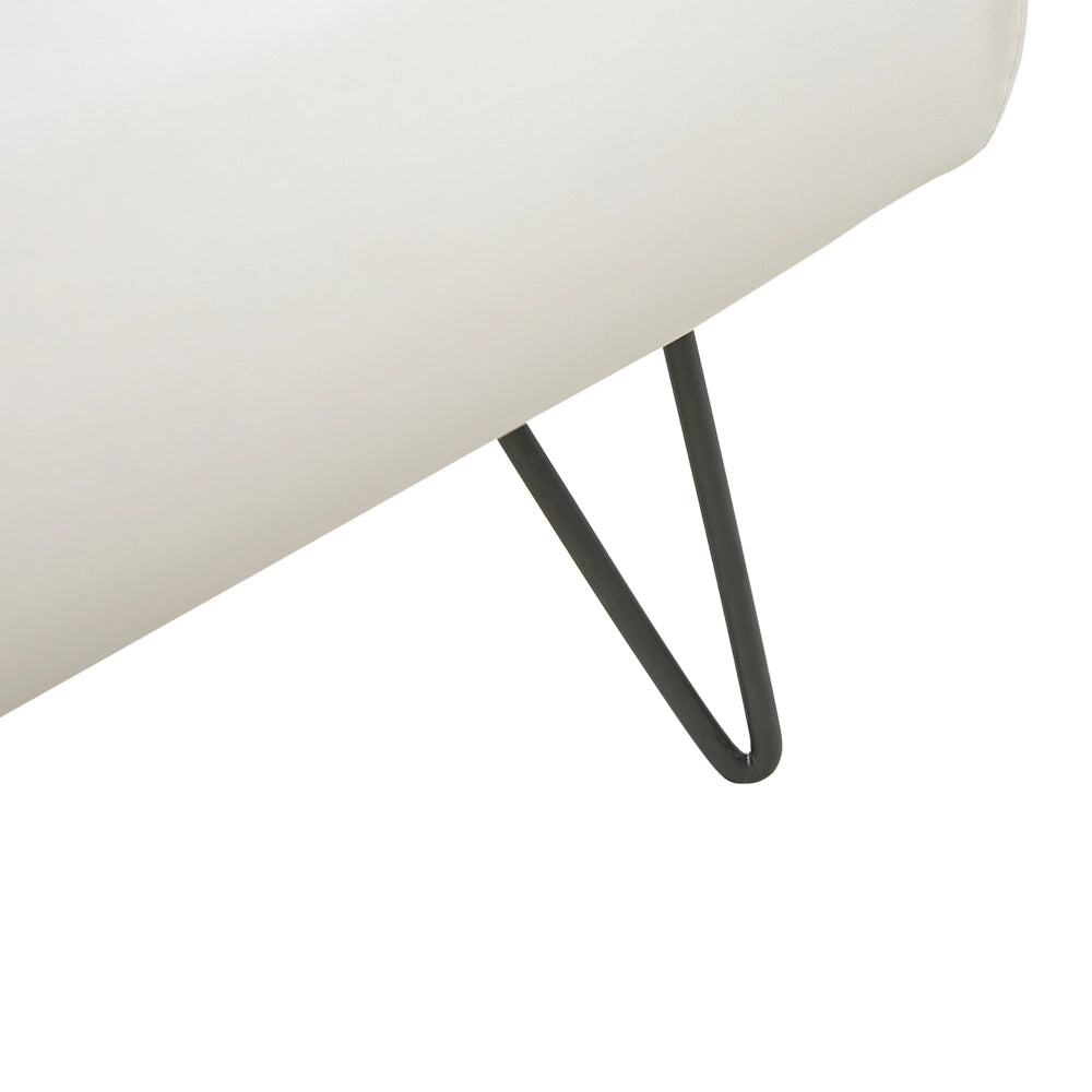 Letto 160 x 200 cm Gambe in metallo finta pelle bianca testiera con struttura imbottita