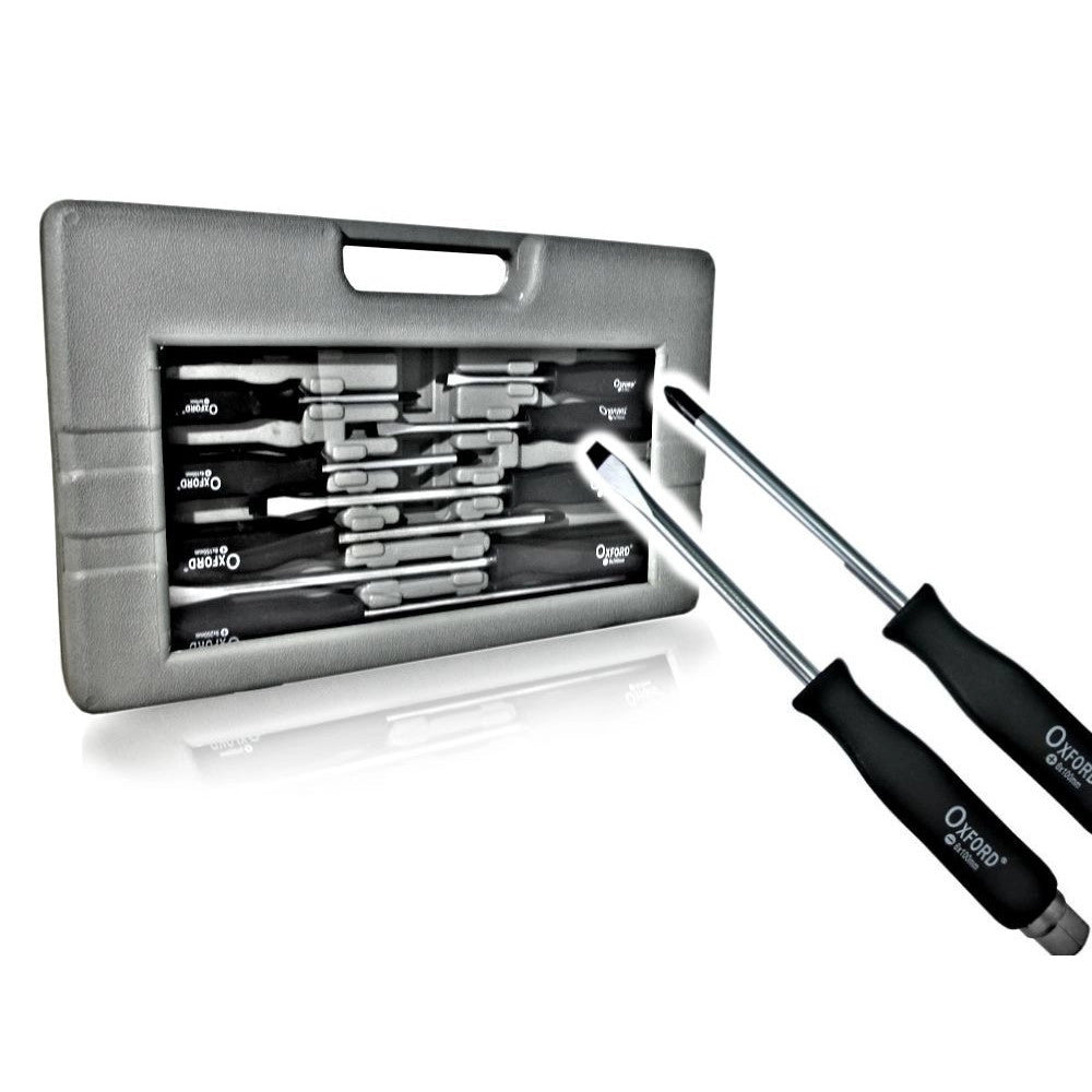 Trade Shop - Kit Set 12 Cacciaviti Cacciavite Impatto A Croce E Taglio Con Manico Ad Impatto -