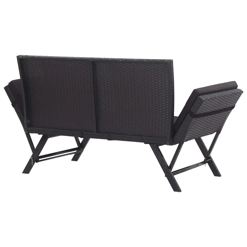 Panchina da Giardino con Cuscini 176 cm Nera in Polyrattan 46233