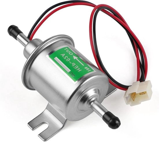 Pompa di Benzina Universale 12 V - HEP-02A - Pompa di Benzina per Barche, Motocicli, Auto - Pressione Bassa - Acciaio Inox