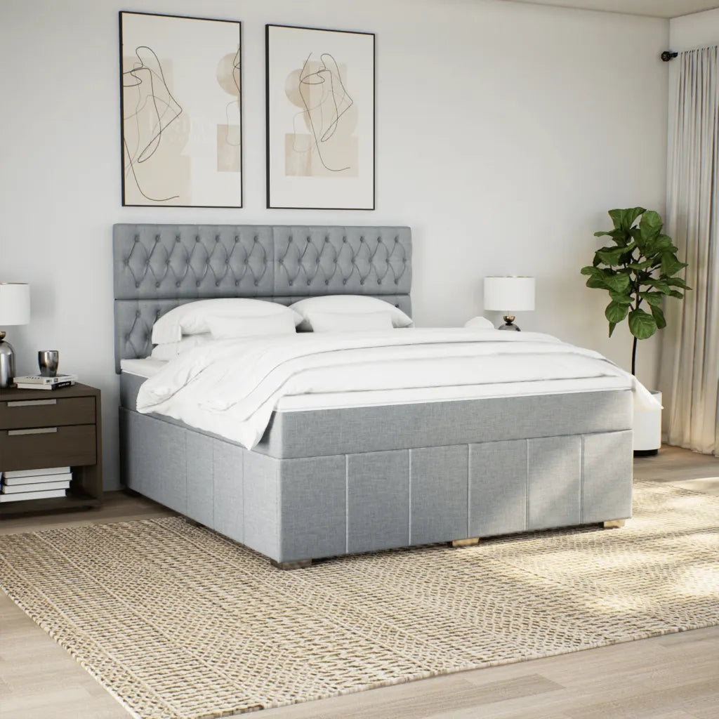 Giroletto a Molle con Materasso Grigio Chiaro180x200 cm Tessuto