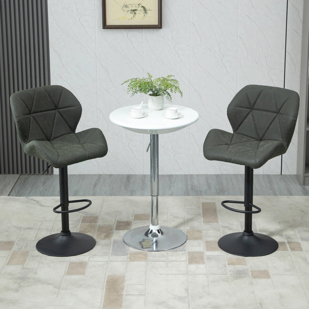 Sgabelli da Bar con Altezza Regolabile e Schienale ¨C Zephmum ¨C Verde Militare Metallo Finta Pelle 51.5x57.5x93-114.5 cm