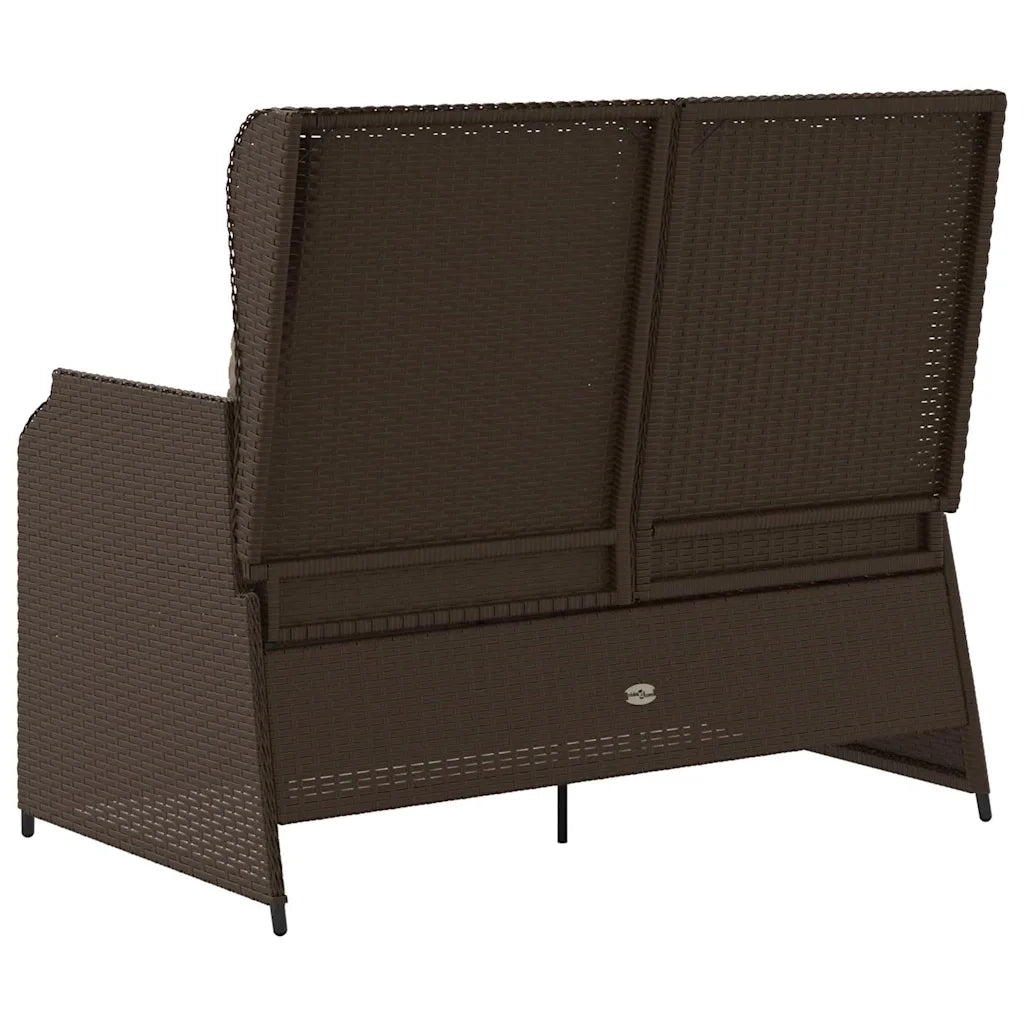 vidaXL Panchina da giardino con cuscino Marrone Poly Rattan