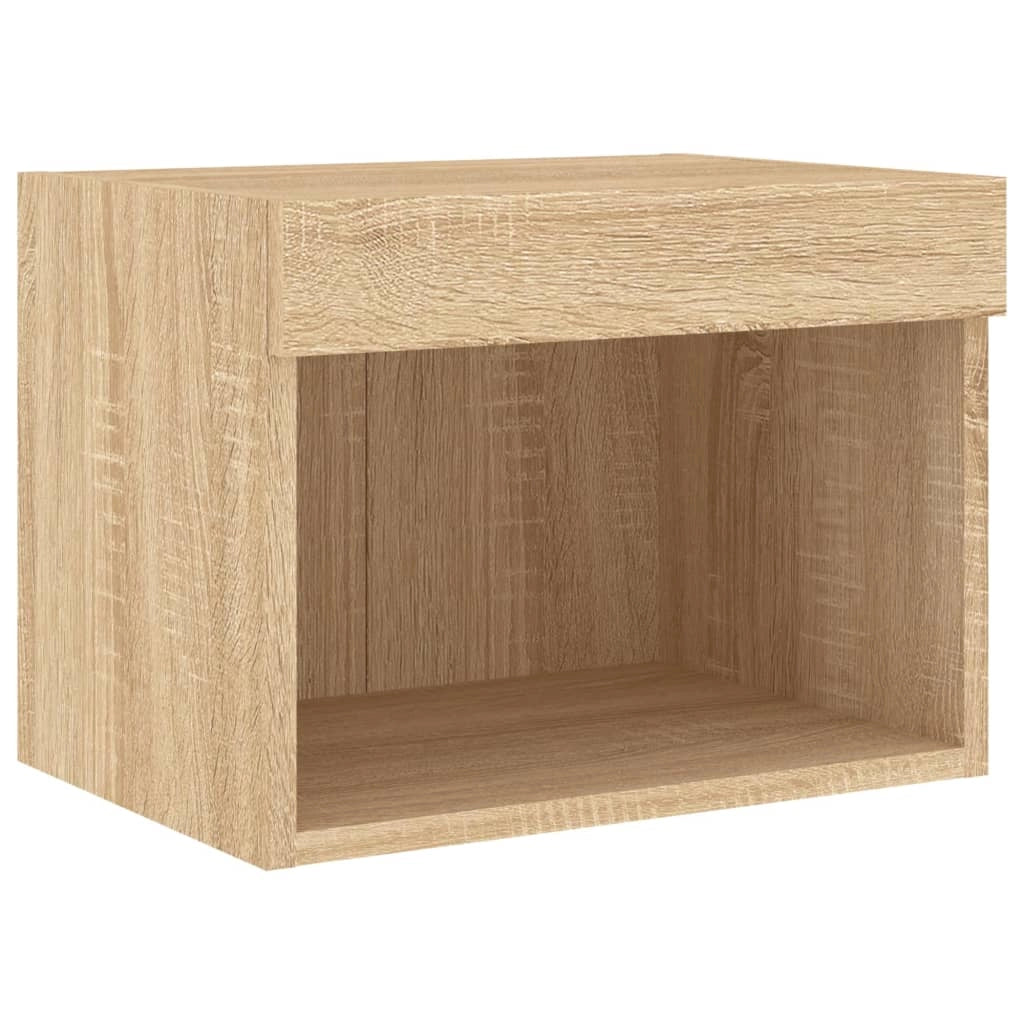 Mobile TV multimediale mensola TV credenza mobile TV parete attrezzata per sala da pranzo soggiorno camera da letto x 4 pezzi con luci LED rovere marrone Sonoma 02_0028224