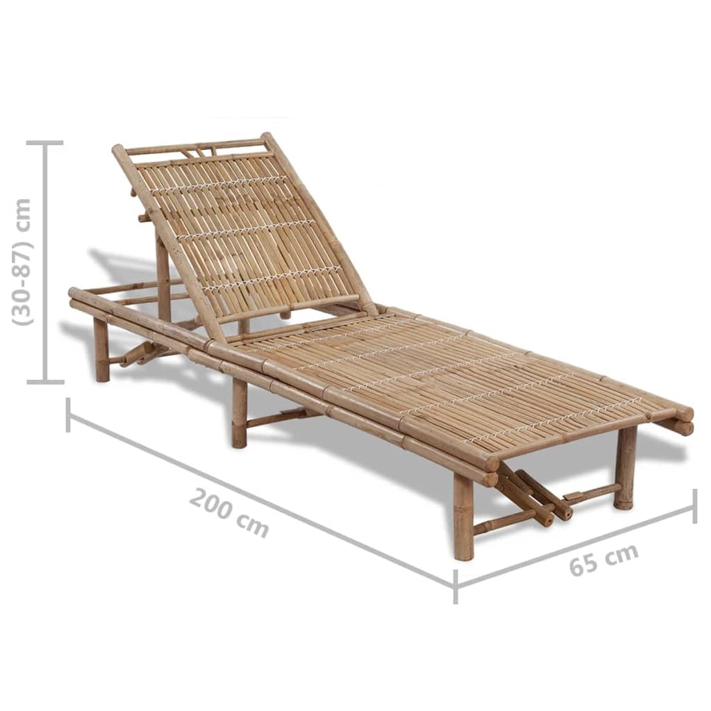 Lettino prendisole sedia a sdraio lettino prendisole letto da giardino patio mobili da esterno bambù 02_0012698