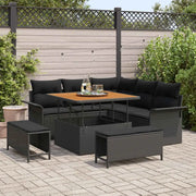 Set Divano da Giardino con cuscino 8 pcs Nero polyrattan 3362124