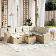 Set Divano da Giardino 8 pz con Cuscini Beige in Polyrattan 3265188