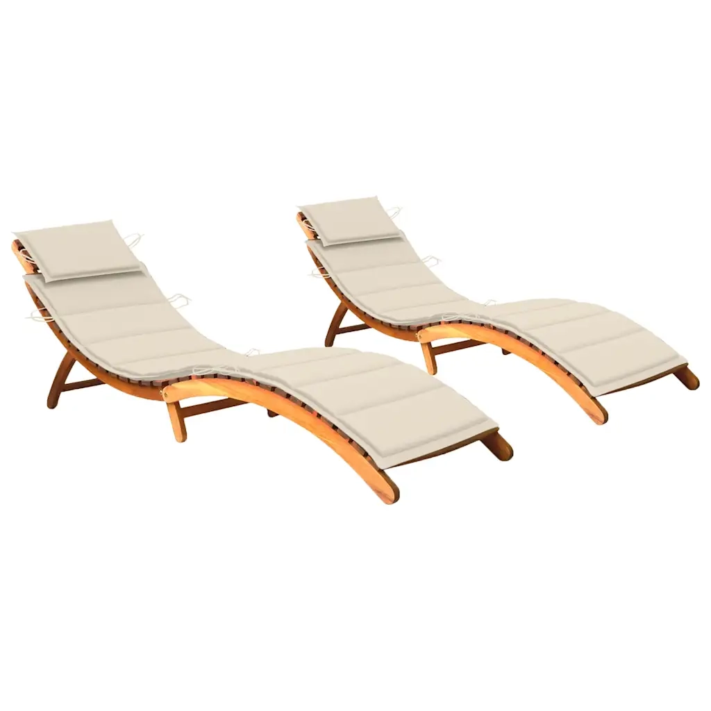 Sdraio 2 pz con Cuscini in Legno Massello di Acacia cod mxl 68152