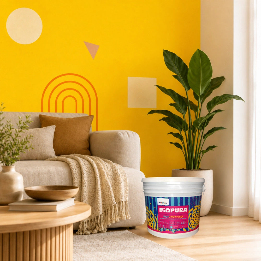 Popintenso palestra e decori interni pittura murale lavabile e coprente cromika *** formato 2.5 lt, colore- limone br...