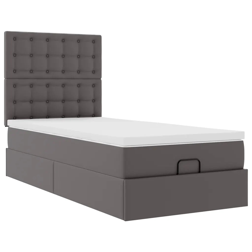 Letto Pouf con Materasso Grigio 90x200 cm Similpelle 3312984