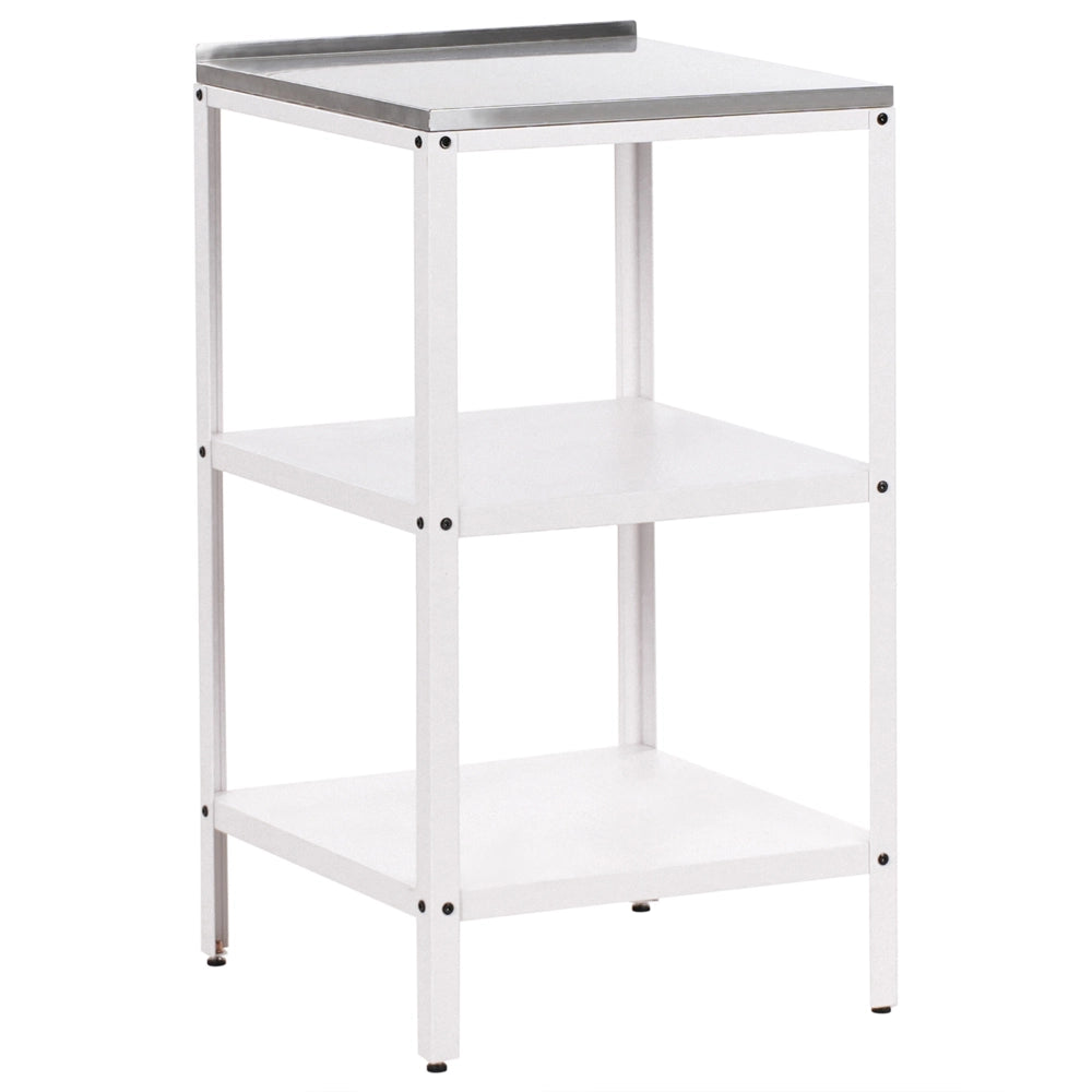 Set cucina da esterno 3 elementi acciaio inox bianco 2 armadietti portaoggetti stazione da cucina esterna
