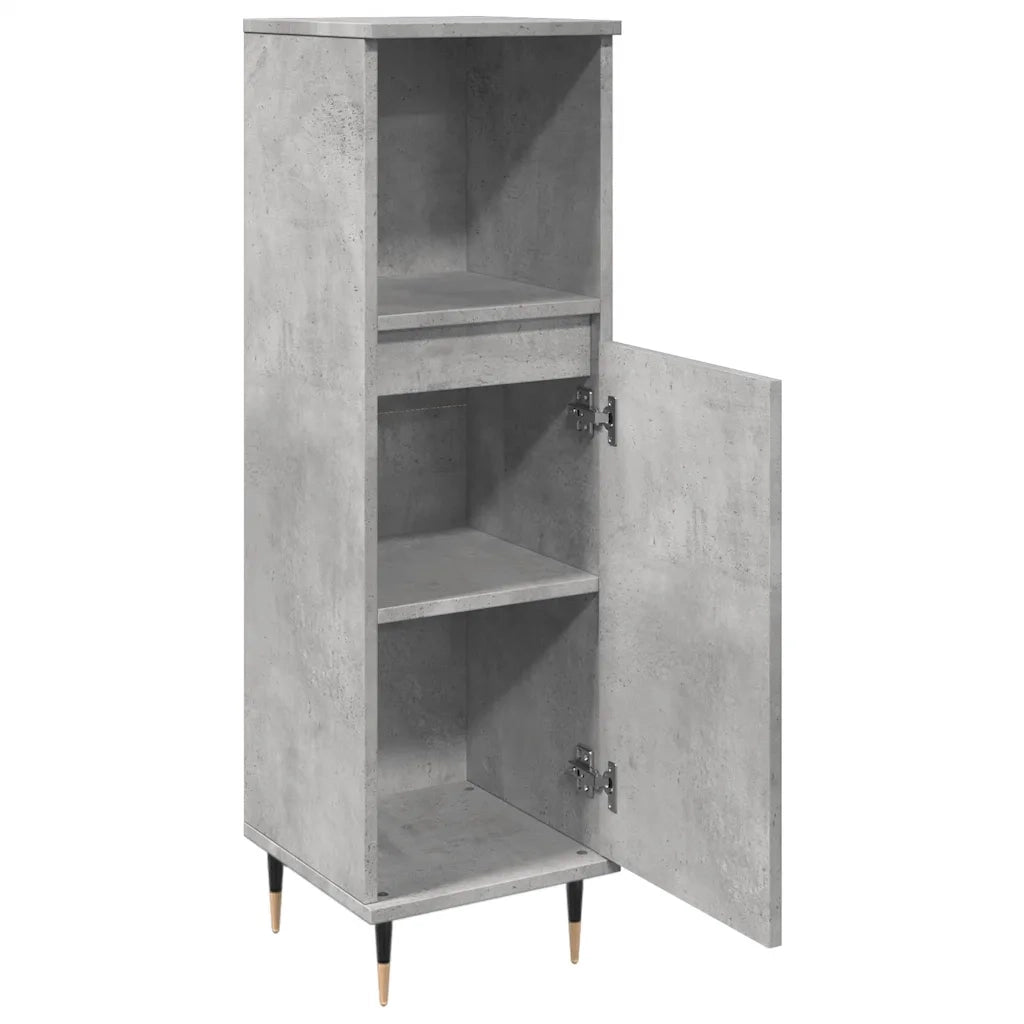 Armadietto da Bagno Grigio Cemento 30x30x100 cm in Truciolato 857204