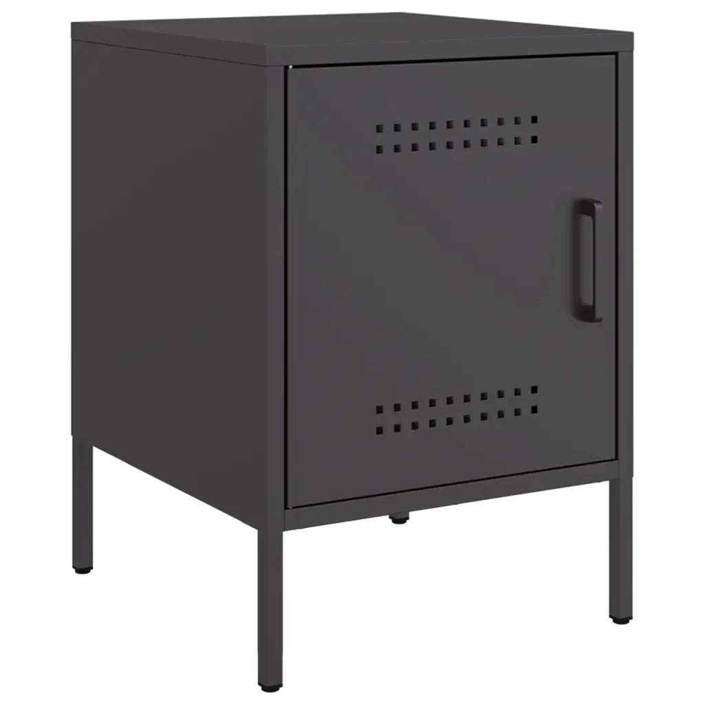 Set di 2 Comodini | Armadio da Notte | Mobiletto da notte Nero 36x39x50,5 cm in Acciaio
