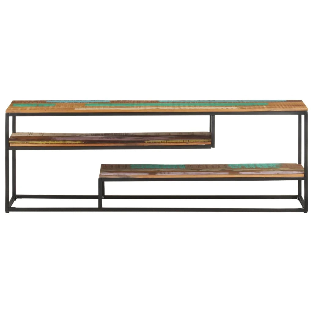 Mobile TV multimediale scaffale per televisione televisore buffet sala da pranzo soggiorno camera da letto 130 x 30 x 45 cm legno massello di recupero marrone 02_0025889