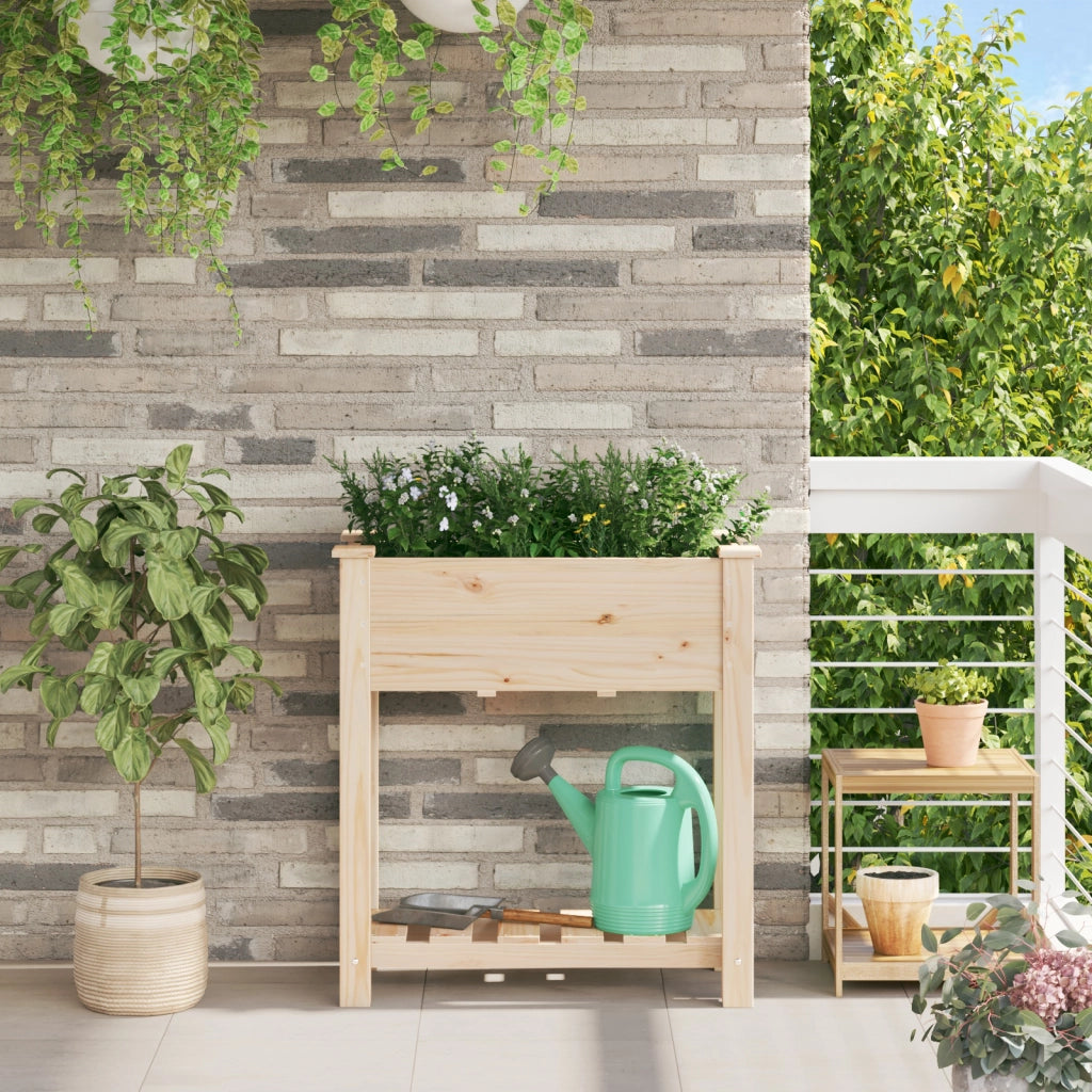 Fioriera da giardino  con ripiano 71x37x76 cm in legno massello di abete