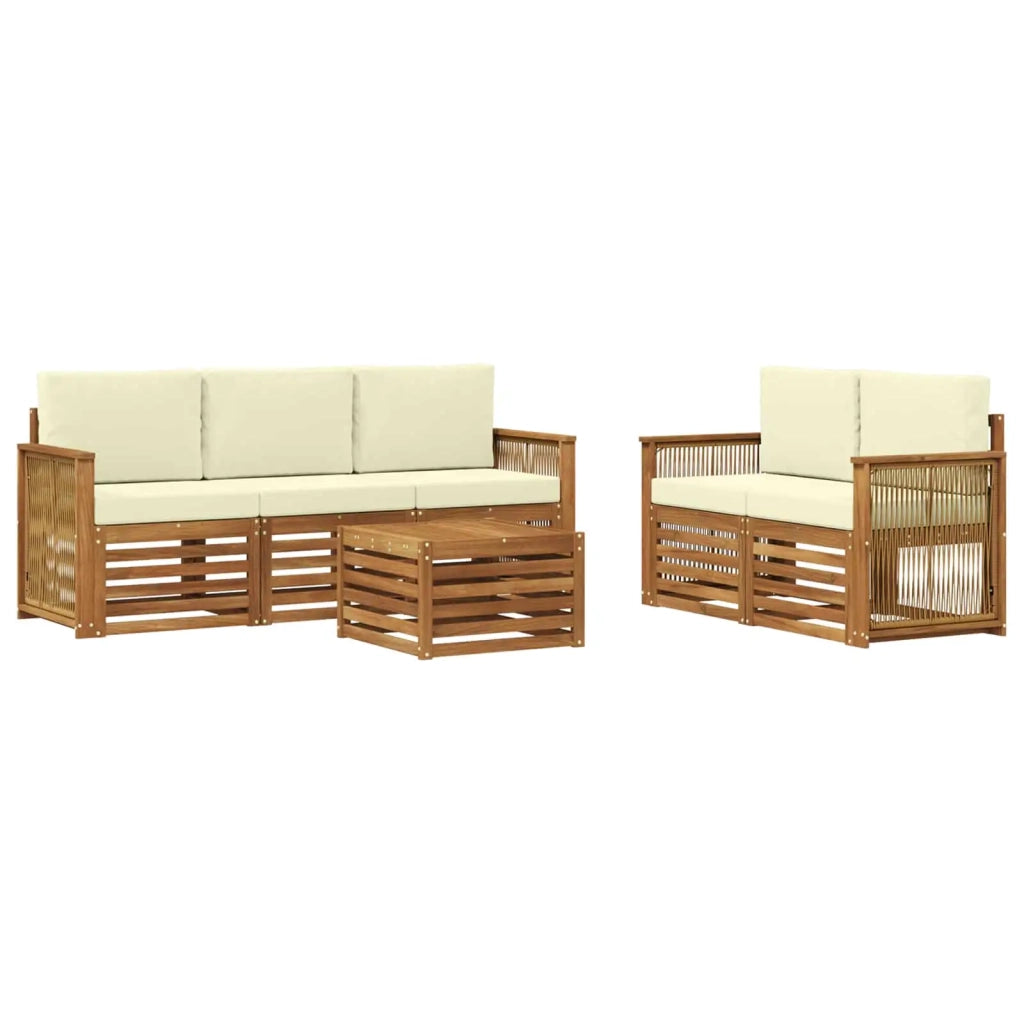 Set di divani da esterno 6 pz Naturale e Crema 3384026