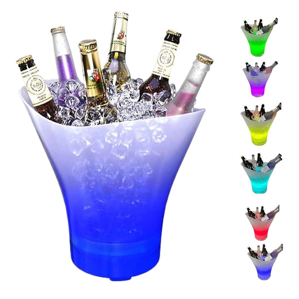 Trade Shop - Secchiello Del Ghiaccio Luci A Led Da 7lt Secchio Refrigerante Bevande Ricarica Tipo C -