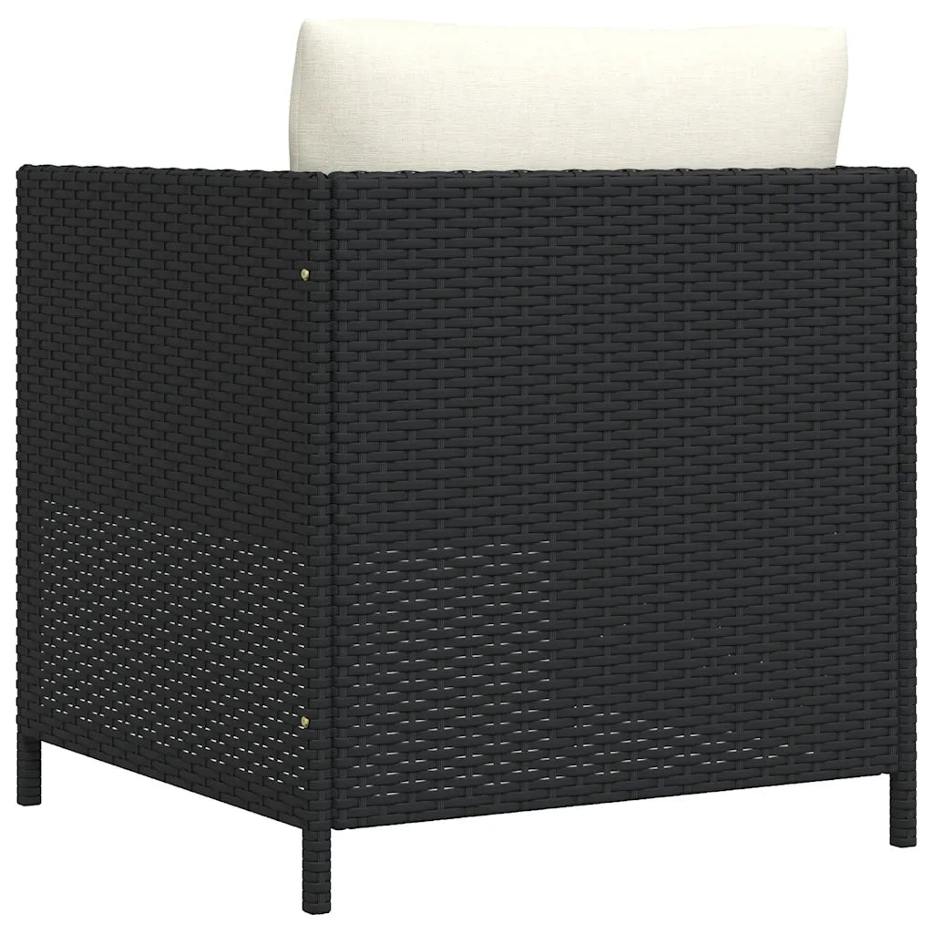 Poltrona da Giardino con Cuscini-Sedia da giardino in Polyrattan Nero