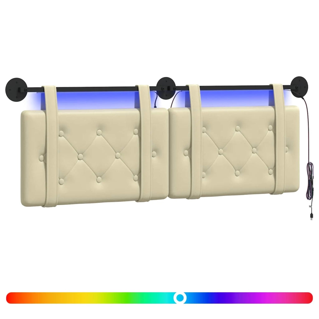 Testiera sospesa Con luce LED Crema Similpelle 3424152