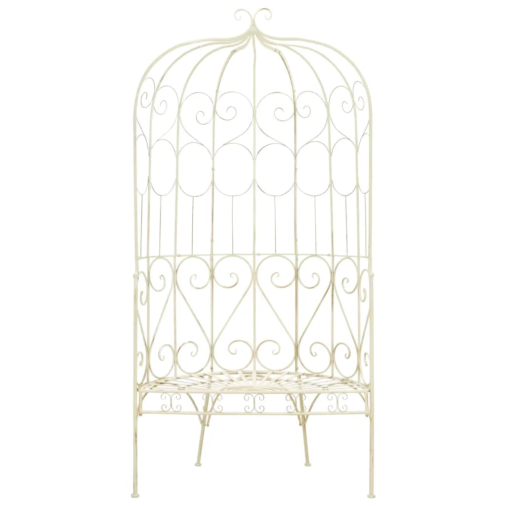 Panchina da Giardino 95 cm in Ferro Bianco Anticato cod mxl 49366