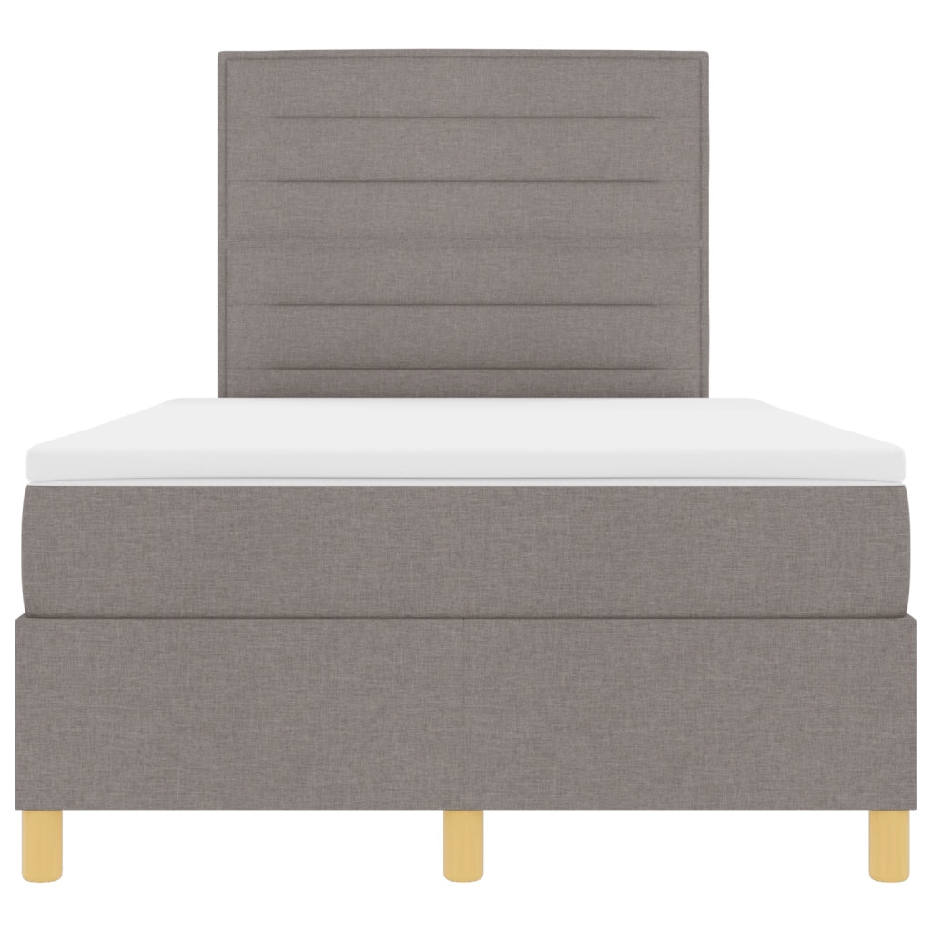 Letto Box Spring con Materasso e LED Tortora 120x200 cm Tessuto