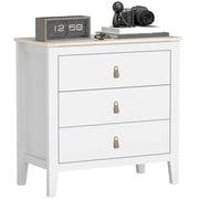 Cassettiera per Camera da Letto a 3 Cassetti 80x40x78,5 cm con Maniglie in Finta Pelle in Legno Bianco