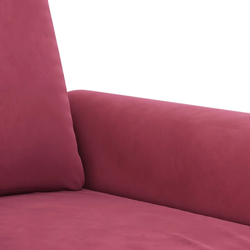 Set di Divani 3 pz con Cuscini Rosso Vino in Velluto 3202264