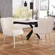 Set di 2 sedie da pranzo in velluto beige con braccioli; schienale trapuntato; 69 x 58;5 x 56 cm