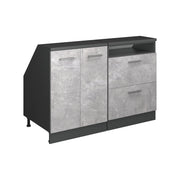 Set di mobili sottotetto Rion Calcestruzzo/Antracite 120 cm Set di 2 carcasse armadio profondità 60 cm Vicco