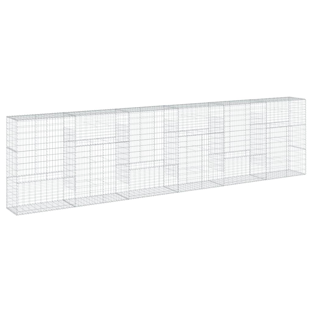 Gabbione recinto a gabbia muro di contenimento con coperchio 600 x 50 x 150 cm ferro zincato argento 02_0040184