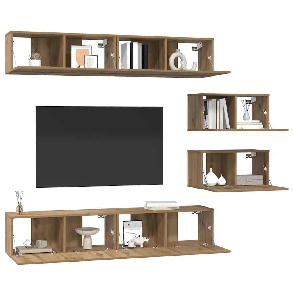 Set mobile TV 6 pcs Rovere artigianale Legno multistrato