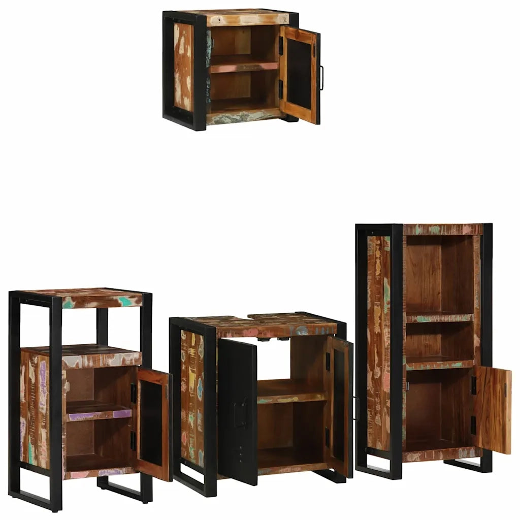 vidaXL Set di mobili per il bagno 4 pcs Legno massello riciclato