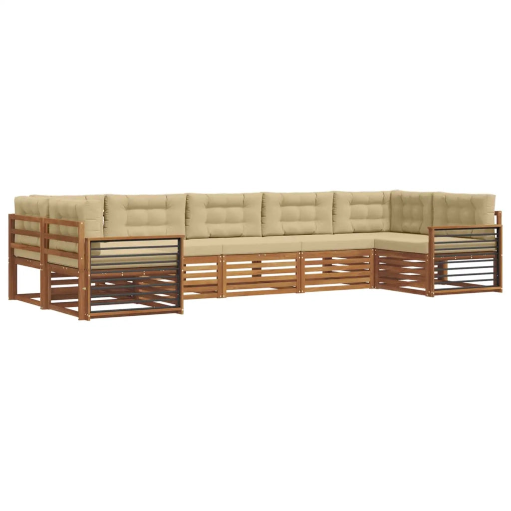 Set di divani da esterno con cuscino 7 pcs Naturale e Beige 3374073