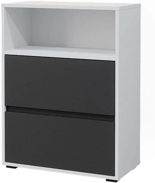 Set di mobili da bagno Maltin, Bianco/antracite, 80 cm, composto da specchio da bagno e mobile sottolavabo