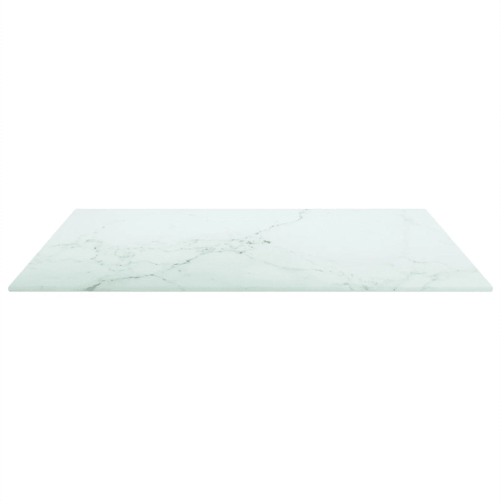 Piano Tavolo Bianco 60x60 cm 6mm Vetro Temperato Aspetto Marmo cod mxl 72554