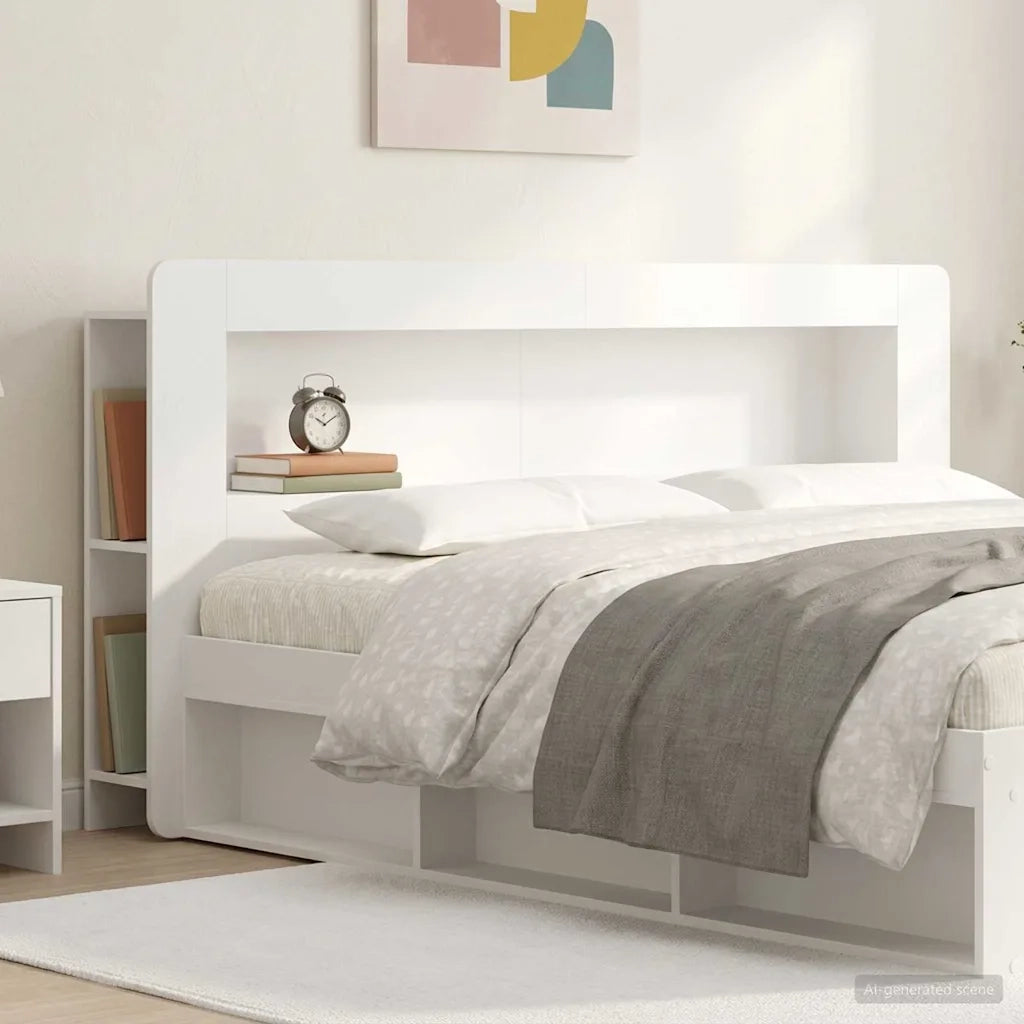 Testata del letto con archiviazione Bianco Legno ingegnerizzato 8001300
