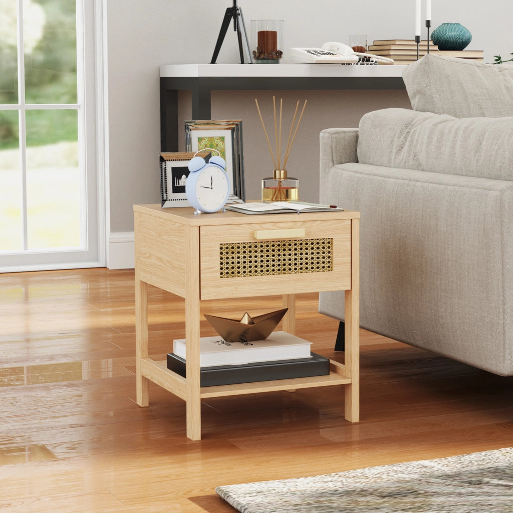 Comodino con cassetto ¨C zephmum ¨C MDF bianco 40x40x48 cm