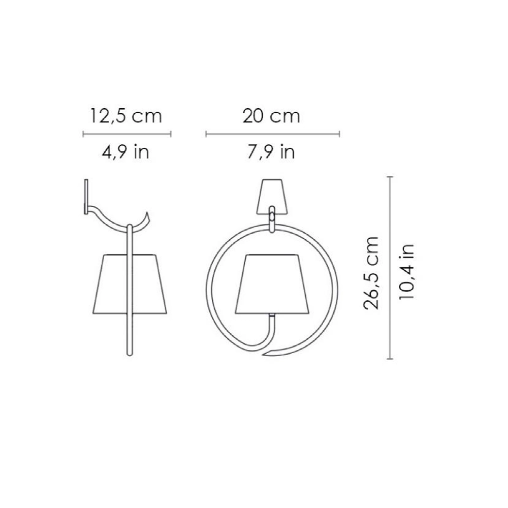 Lampada a led da Parete con Gancio Poldina Bianca ricaricabile e dimmerabile con batteria fino a 12 ore