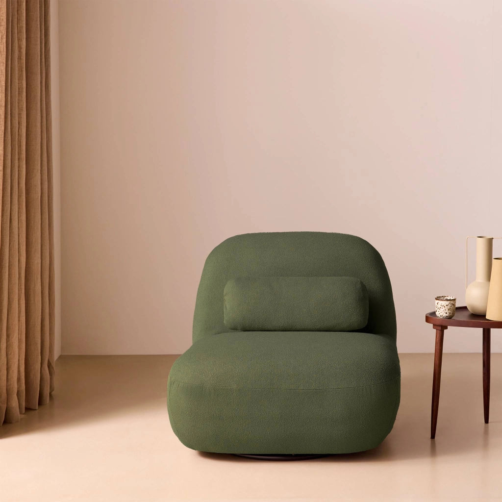 Poltrona girevole 360° bouclé, kaki