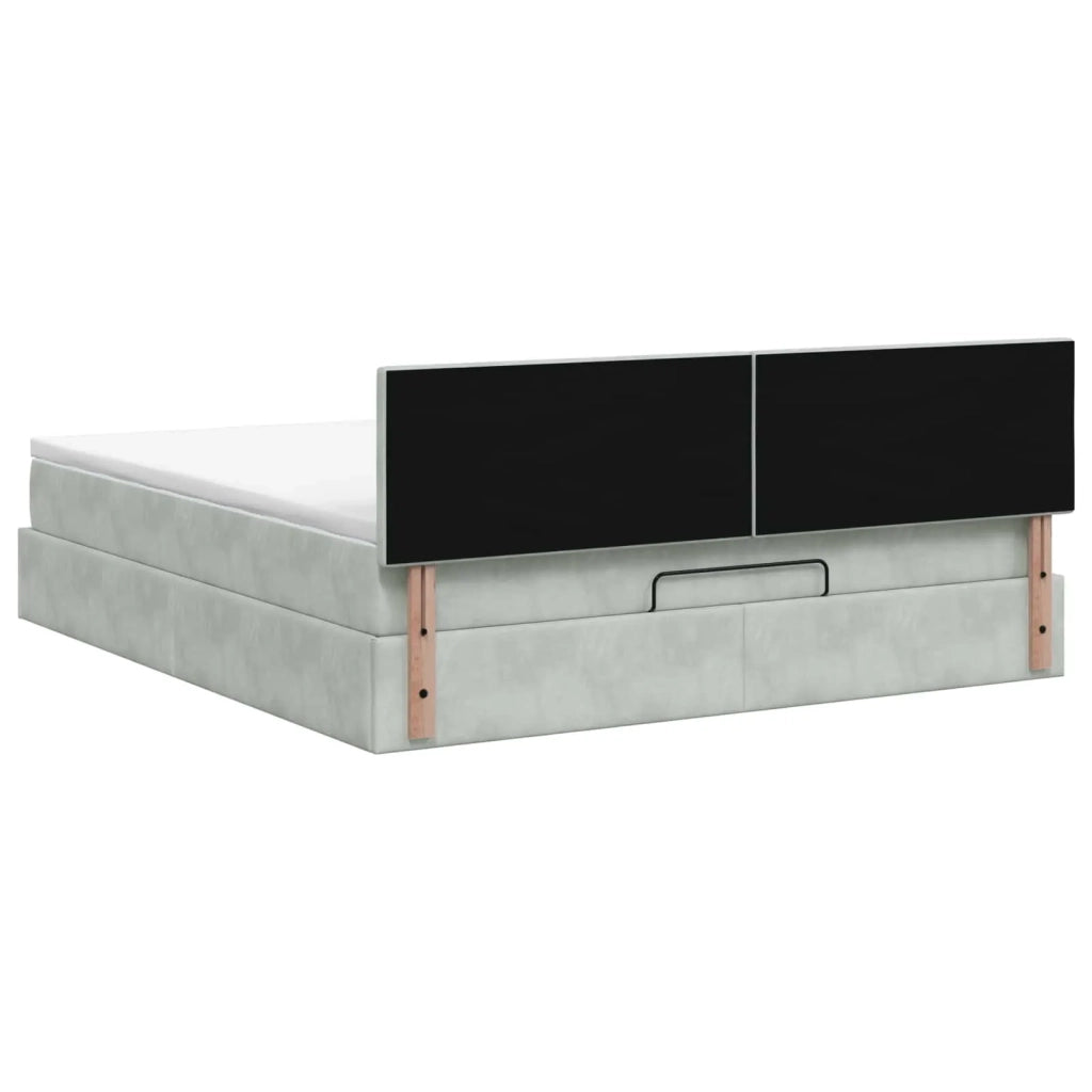 Letto ottomano con materasso Grigio Chiaro 160 x 200 cm Velluto 3456495