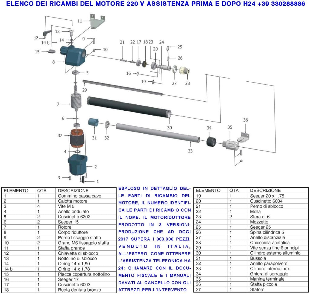 Motore Cancello 230 V Sinistro Titan Corsa Stelo di 400 mm Anta 2,5 MT Sblocco a Chiave Dotato di staffe e bulloni di Fissaggio Assorbimento 1,8 A IP55 Corpo In Alluminio Pressofuso Protezione 135°