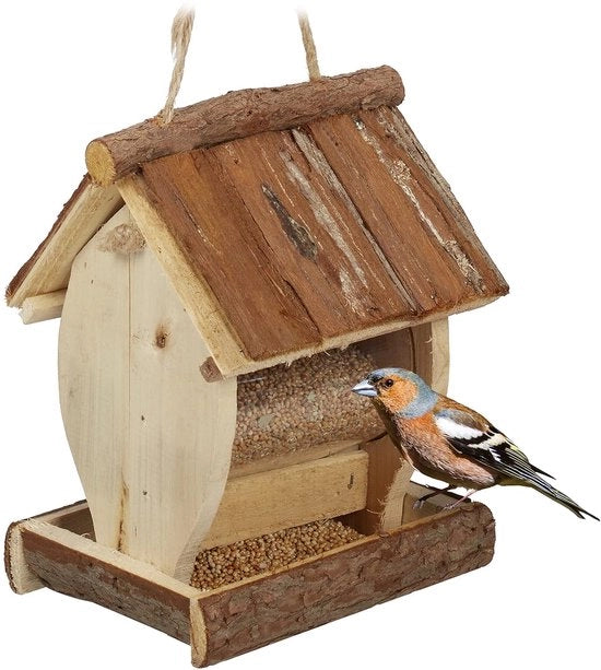 Vasca per uccelli in legno di abete naturale - decorativa e artigianale - 1 pezzo - legno di abete naturale