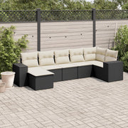 Set Divani da Giardino con Cuscini 7pz Nero Polyrattancod mxl 89224